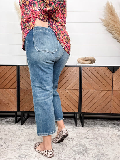 Judy Blue "Indifferent" Utility Pocket Wide Leg Crop