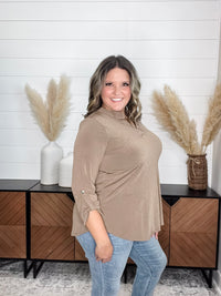 Dear Scarlett "Timeline" 3/4 Sleeve Split Neck (Mocha)