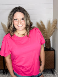 "Rearview" Short Sleeve with Side Slits (Fuchsia)