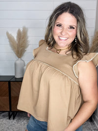 "Bridges" Ruffle Cap Square Neck Top