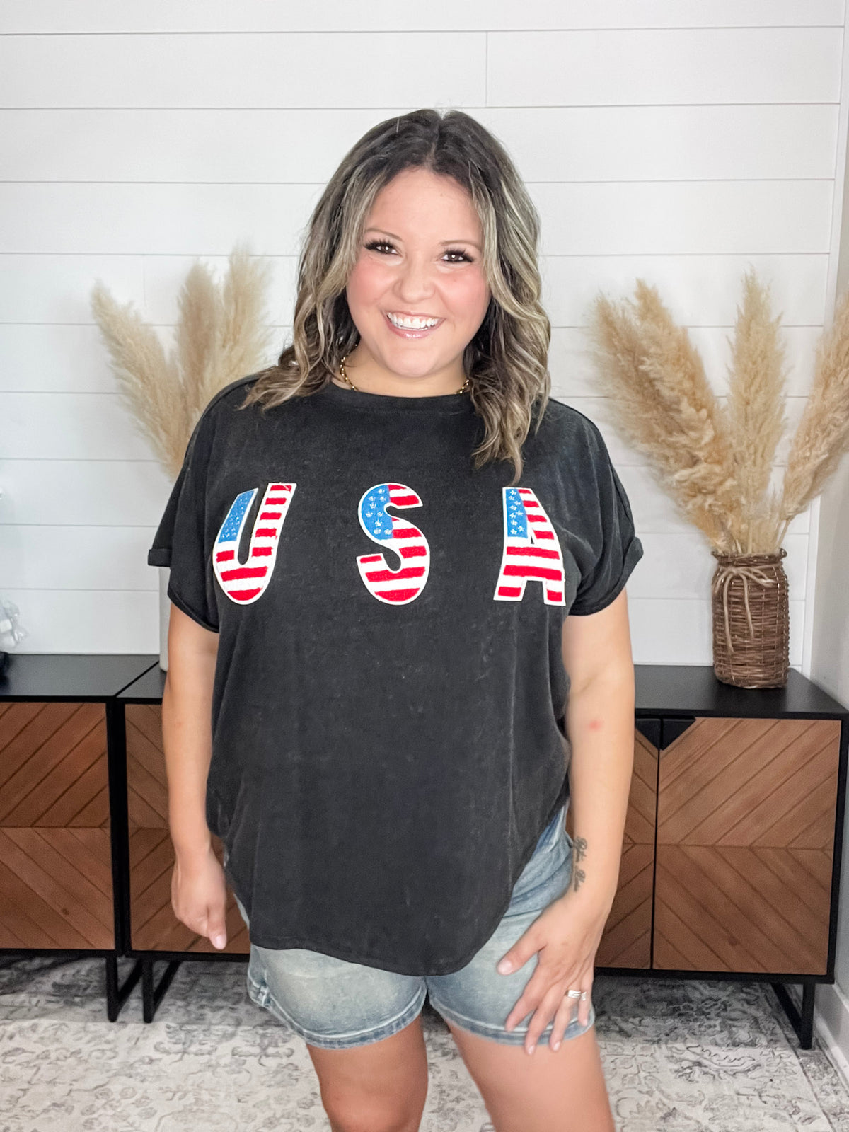 USA Embellished Oversized Boxy Tee