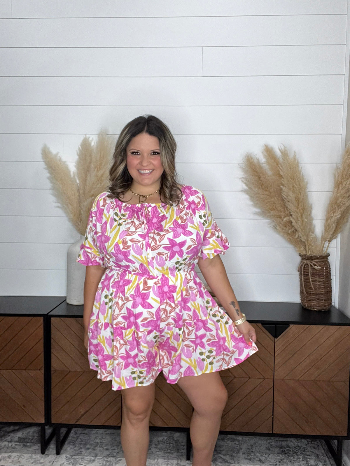 "Jump Around" 3/4 Off the Shoulder Romper