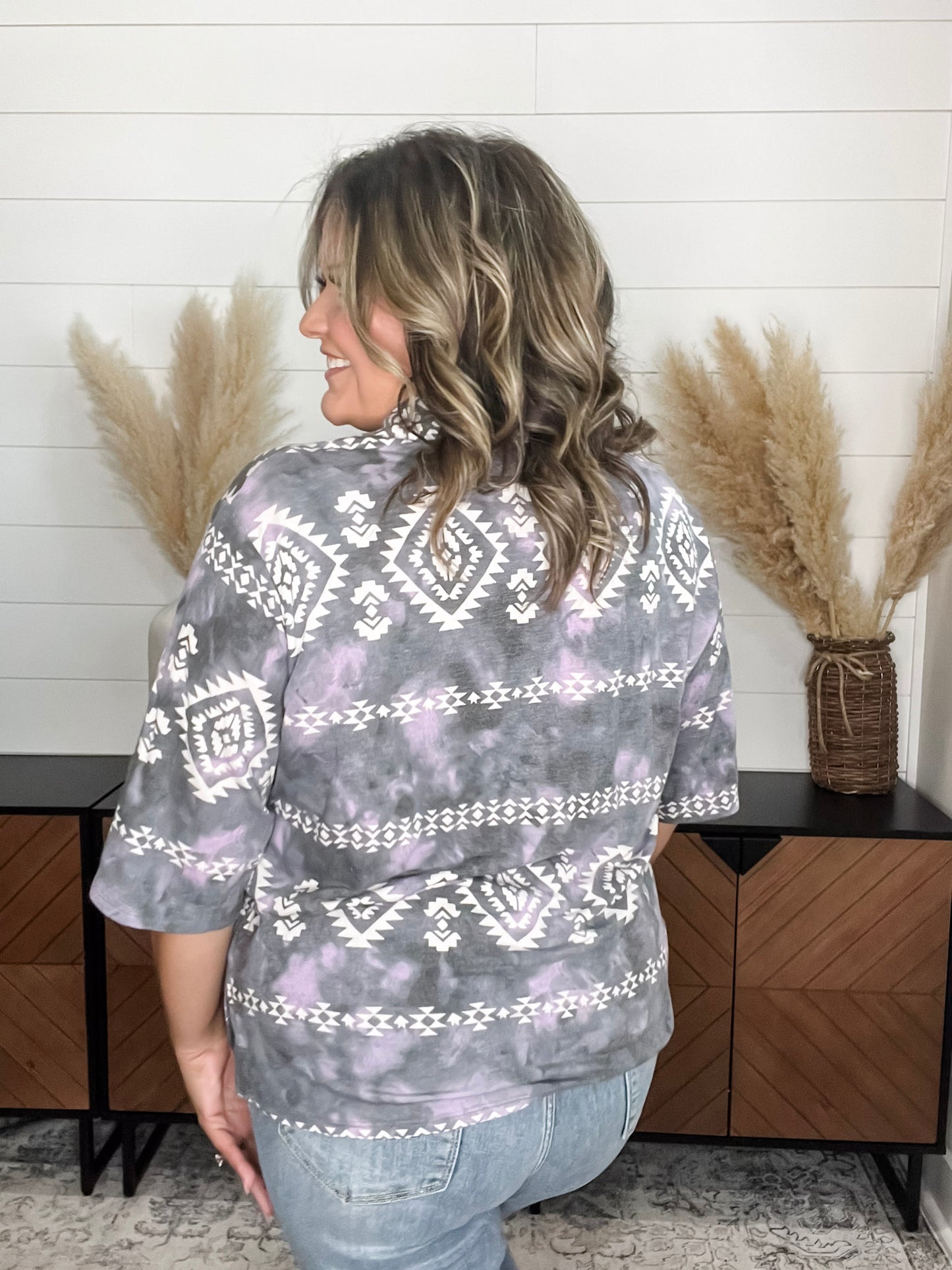 "Along The Way" Short Sleeve Boxy Split Neck