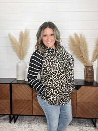 "Caged" Animal Print with Stripe Accent Hoodie