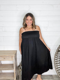Smocked Waist Maxi Skirt / Tube Dress with Pockets
