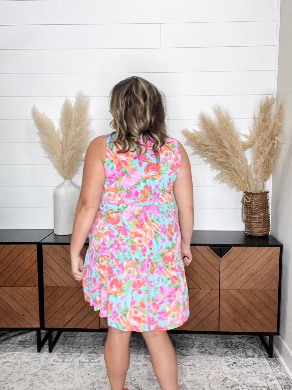 Dear Scarlett "Bridgeport" Sleeveless Split Neck Tiered Dress