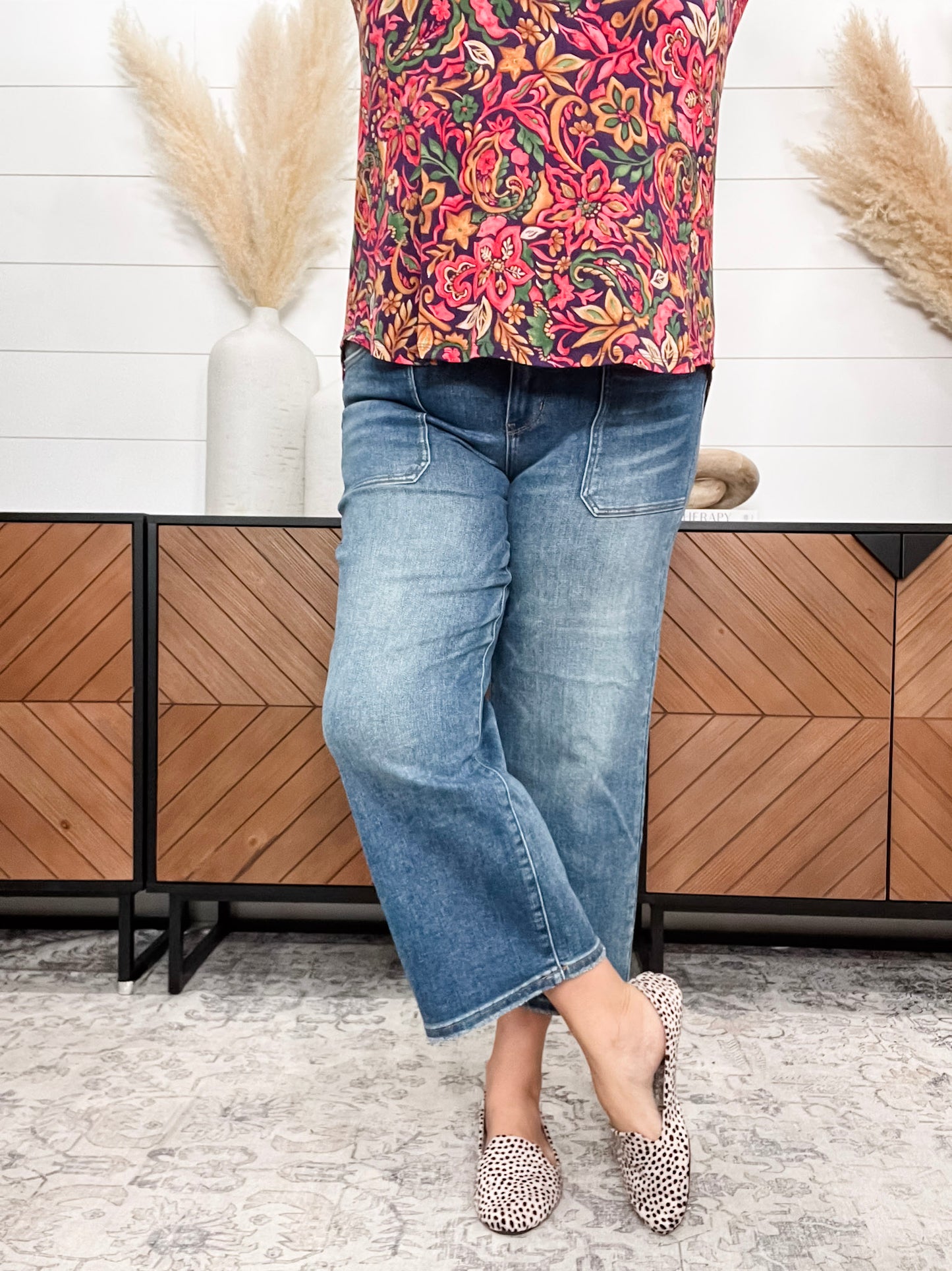 Judy Blue "Indifferent" Utility Pocket Wide Leg Crop