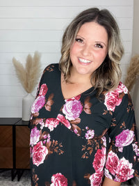 Dear Scarlett "Reva" Floral 3/4 Ruffle Sleeve Babydoll