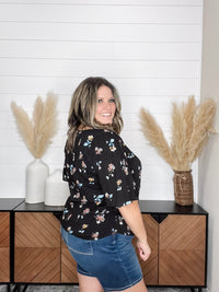 "Reward" Ruffle Short Sleeve (Black)
