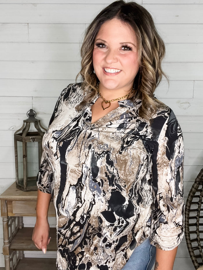 Dear Scarlett "Yancey" 3/4 Sleeve Split Neck