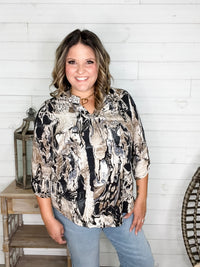 Dear Scarlett "Yancey" 3/4 Sleeve Split Neck