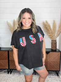 USA Embellished Oversized Boxy Tee
