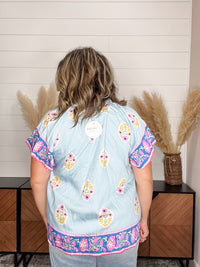 "Lakeview" Floral Ruffle Collar with Front Tie