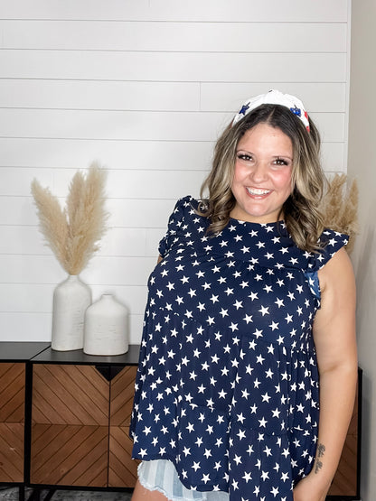 "Compatible" Flutter Sleeve Tiered Top