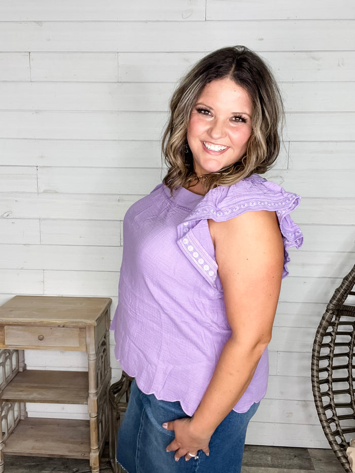 "Siesta" Ruffle Cap Sleeve (Lavender)