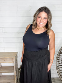 Smocked Waist Maxi Skirt / Tube Dress with Pockets