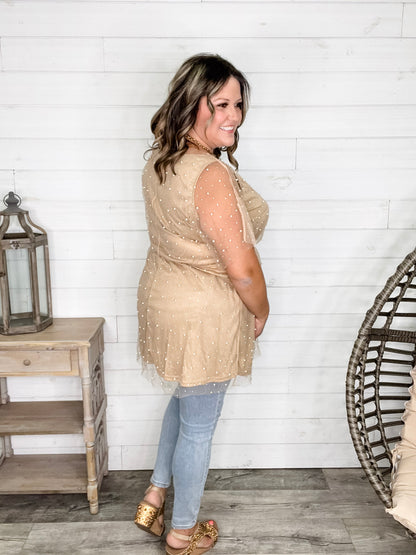 "Eras" Pearl Mesh Lined Tunic / Dress (Nude)
