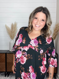 Dear Scarlett "Reva" Floral 3/4 Ruffle Sleeve Babydoll