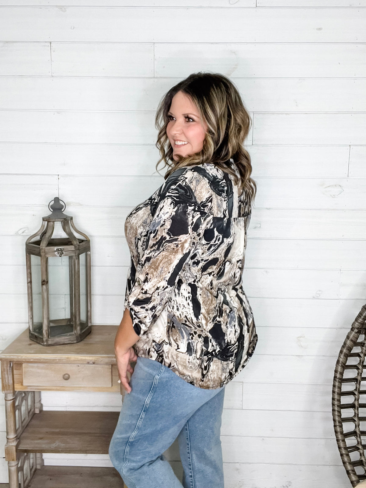 Dear Scarlett "Yancey" 3/4 Sleeve Split Neck