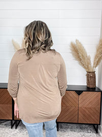 Dear Scarlett "Timeline" 3/4 Sleeve Split Neck (Mocha)
