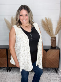 Pol - "Lansbury" Pearls & Lace Patchwork Vest
