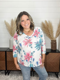 Dear Scarlett "Arkin" Floral Long Sleeve U Neck