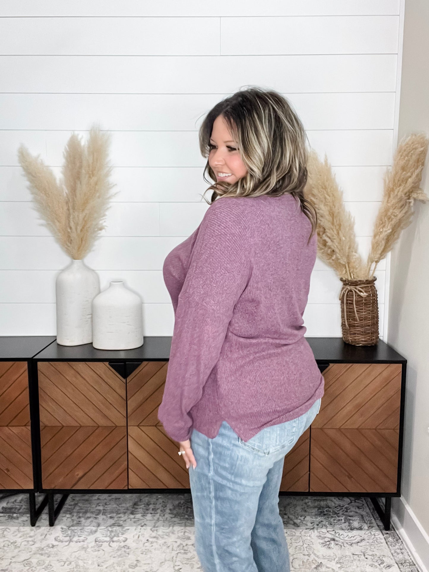 "Got It" Long Sleeve Weekender (Mauve)