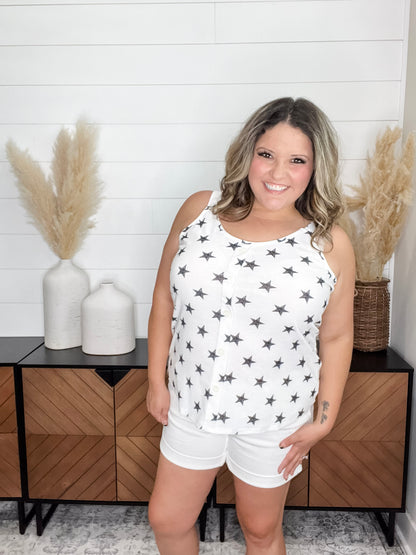 "Beyond" Star Tank with Faux Button Detail