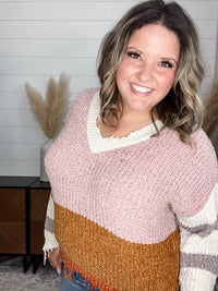 "Unraveled" V Neck Chenille Sweater