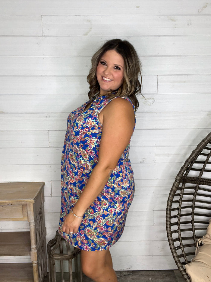Dear Scarlett "Snapper' Sleeveless Split Neck Dress with Pockets