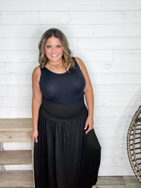 Smocked Waist Maxi Skirt / Tube Dress with Pockets