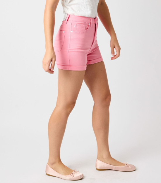 Judy Blue "Pink Lady" Tummy Control Pink Shorts