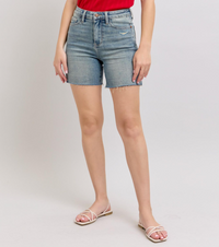 Judy Blue "All The Ways" Mid Thigh Side Slit Raw Hem Shorts