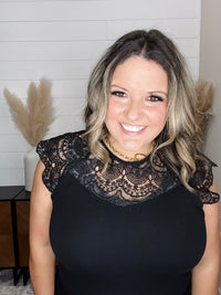 "Remember A Time" Sleeveless Top with Lace Yoke