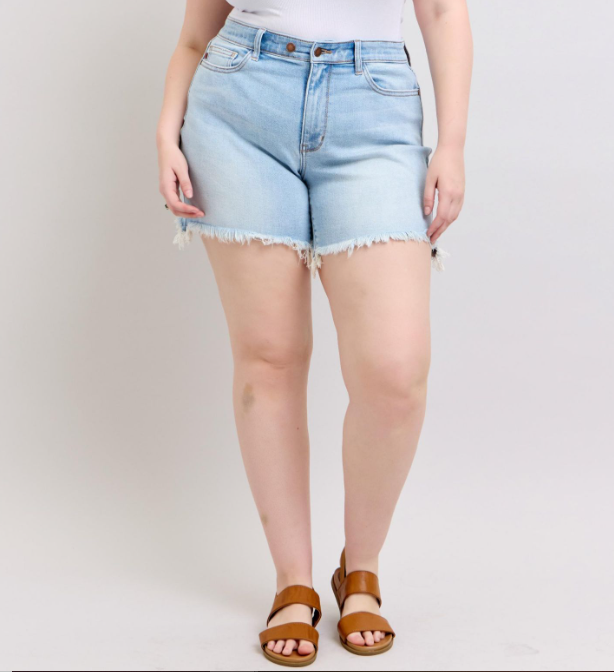 Judy Blue "Blame It On My Roots" Double Button Mid Thigh Dad Jean