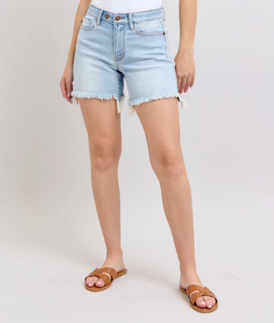 Judy Blue "Blame It On My Roots" Double Button Mid Thigh Dad Jean
