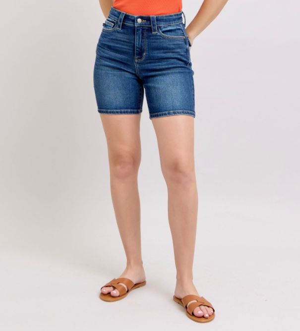 Judy Blue "Samantha" Dark Wash Bermuda Shorts