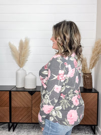 Dear Scarlett "Release Me" Floral Long Sleeve Split Neck