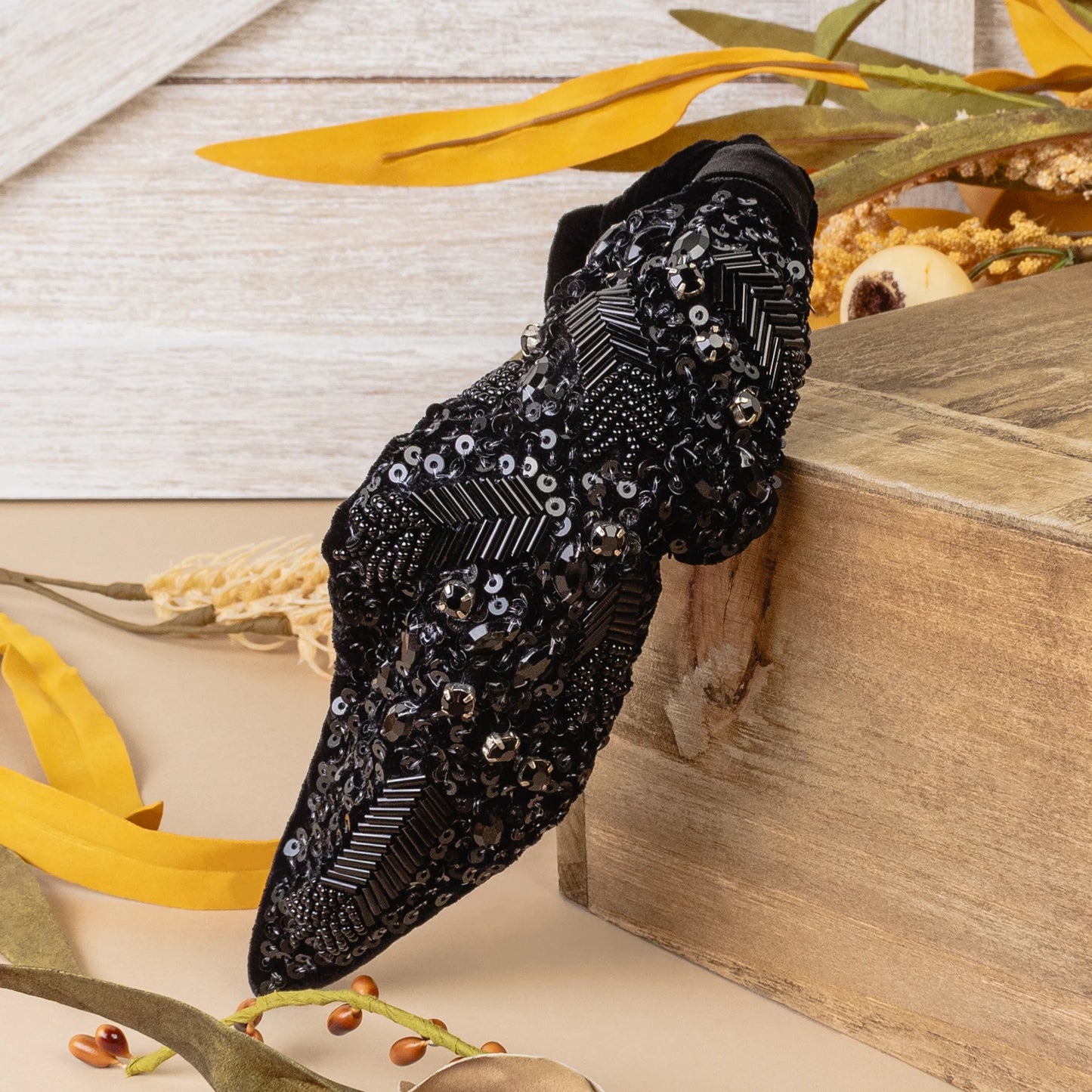 Beads and Sequins Headband (Black)