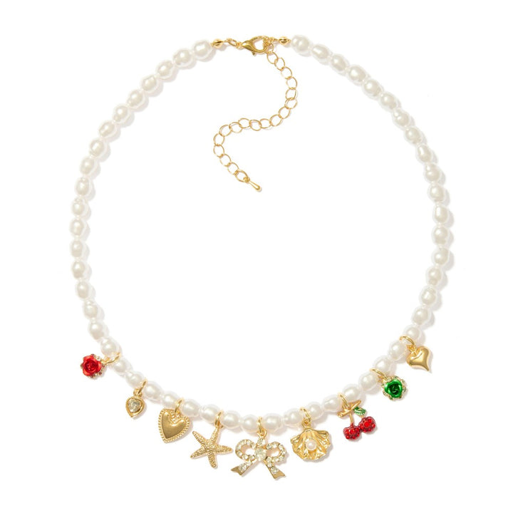 Pearl Beaded Charm Necklace