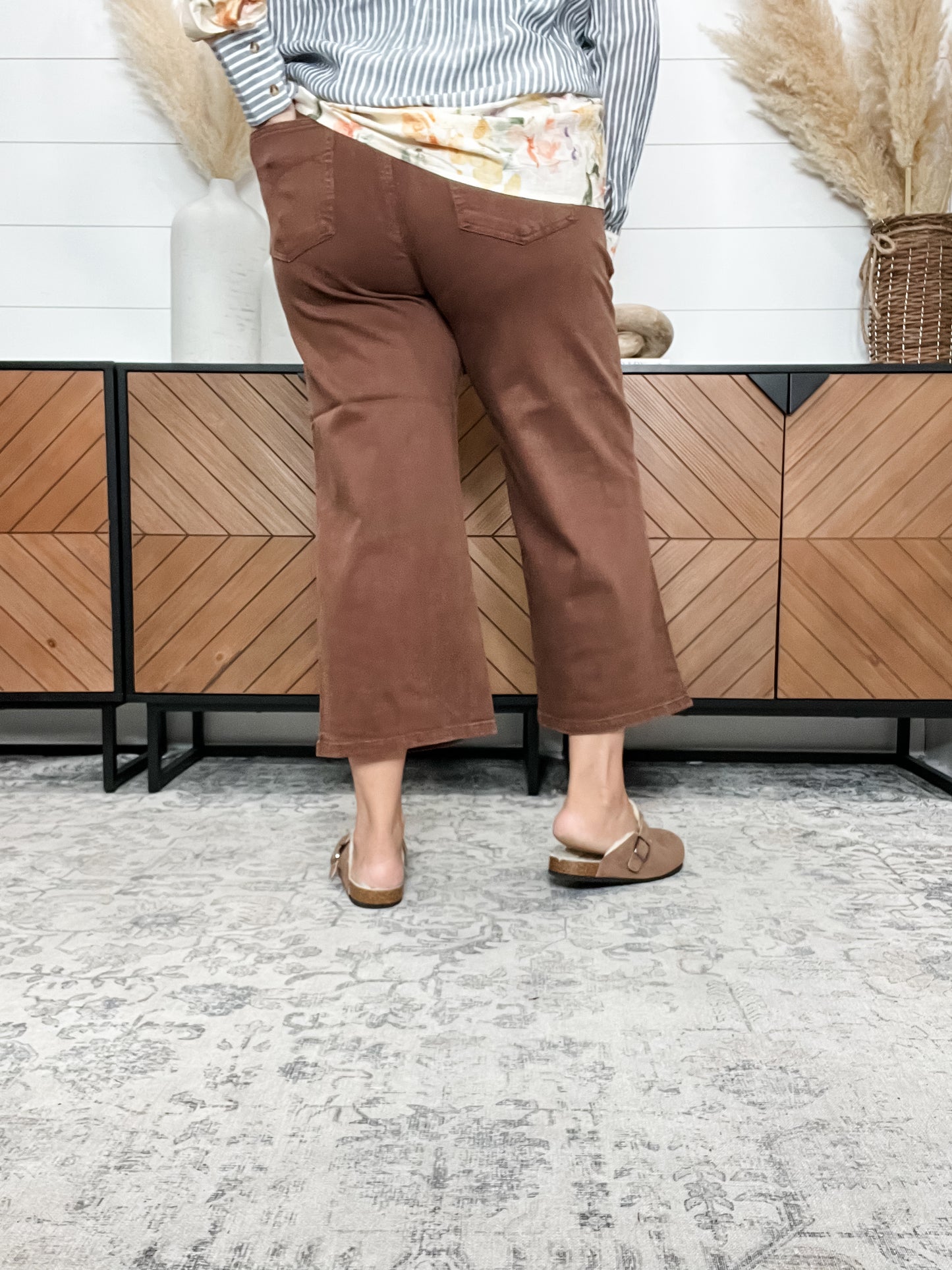 Judy Blue Maple Utility Pocket Wide Leg Crop