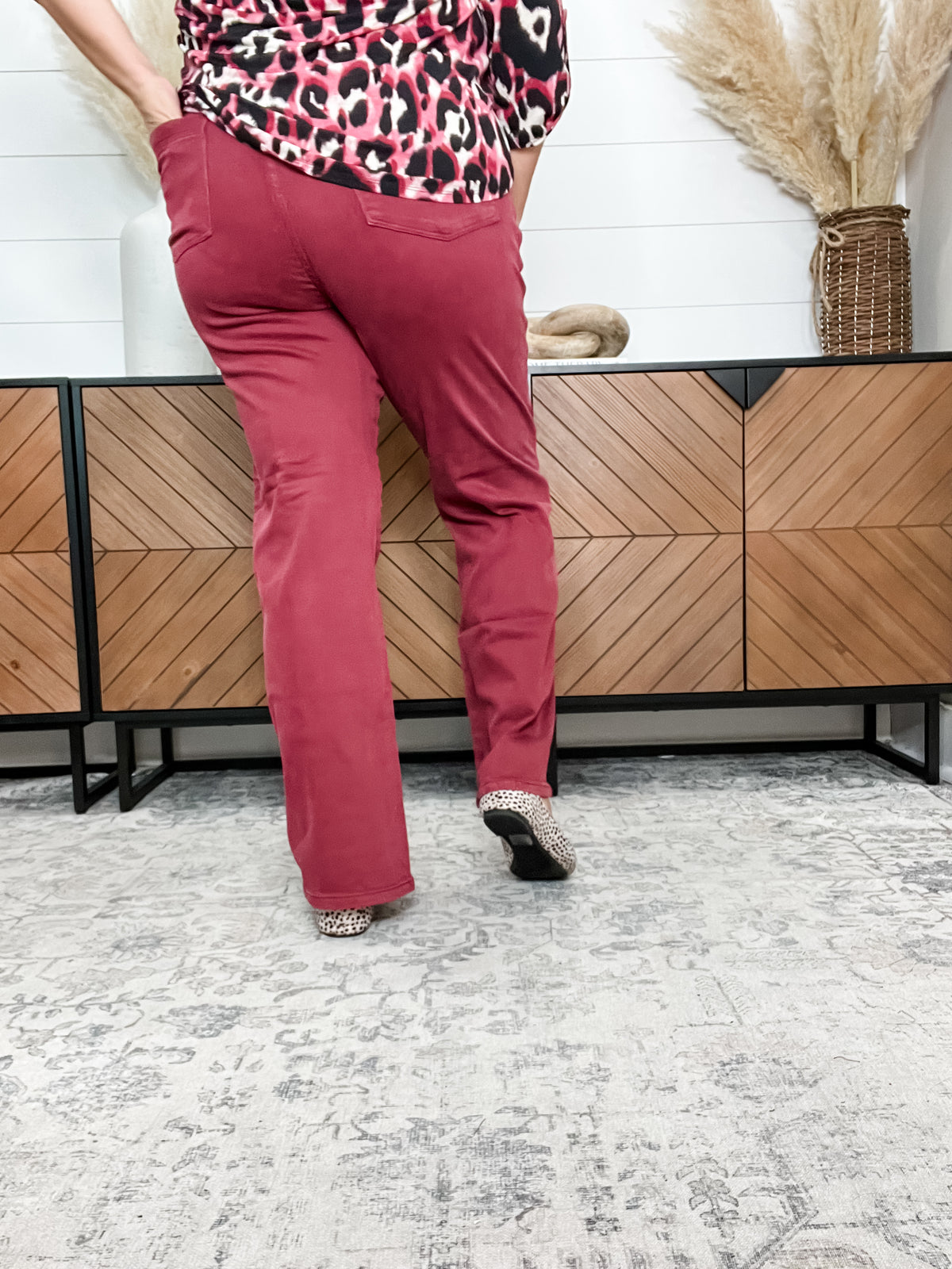 Judy Blue Burgundy Front Seam Straight Leg Jeans
