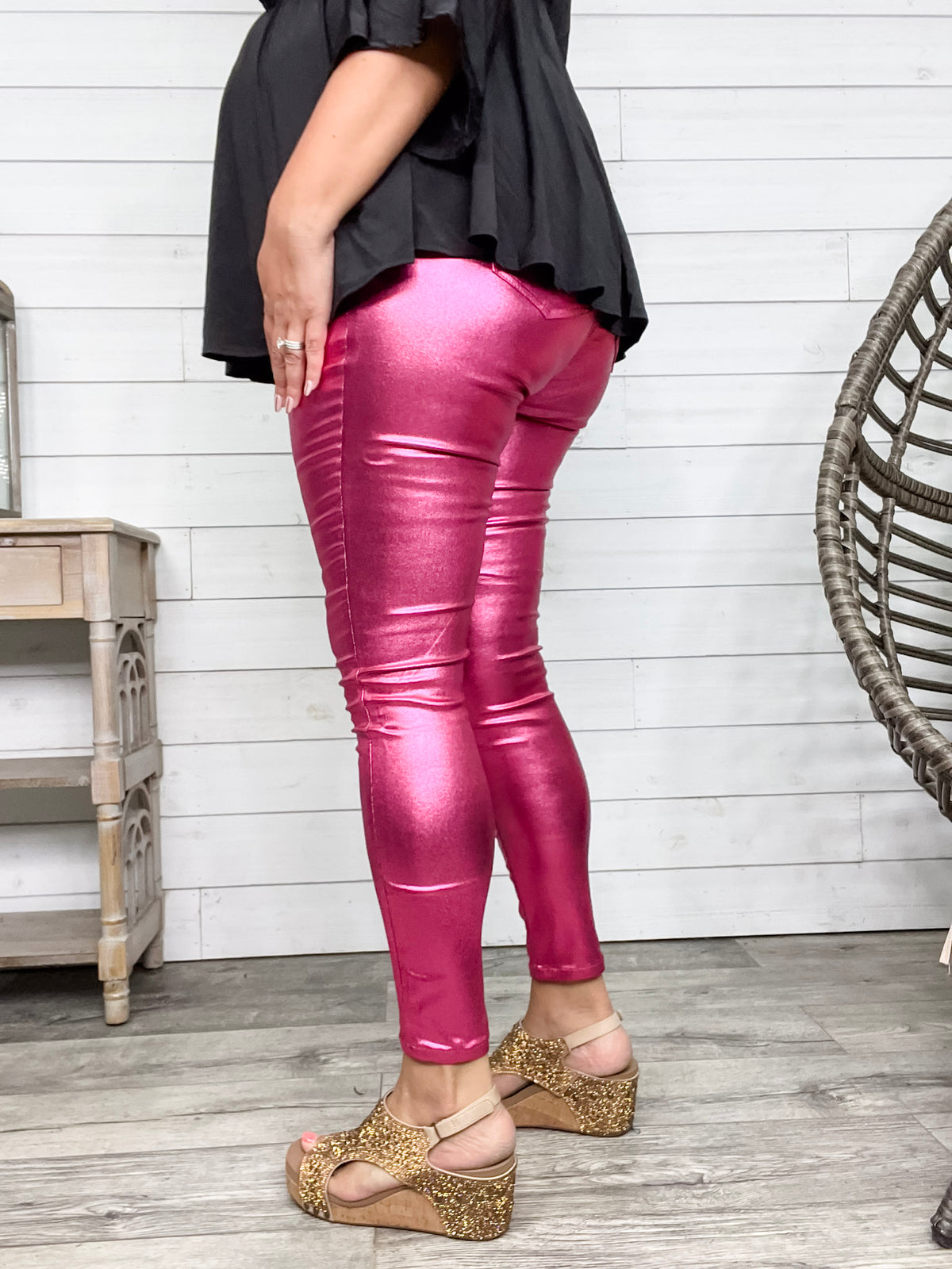 YMI hyperstretch Metallic Skinny (Hot Pink)