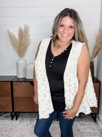 Pol - "Lansbury" Pearls & Lace Patchwork Vest