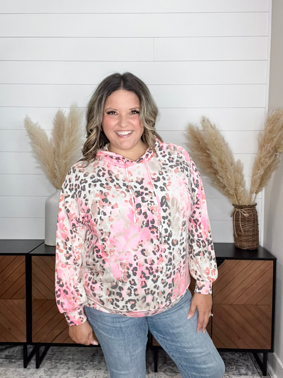 Dear Scarlett "Russell" Animal Print Balloon Sleeve Hoodie