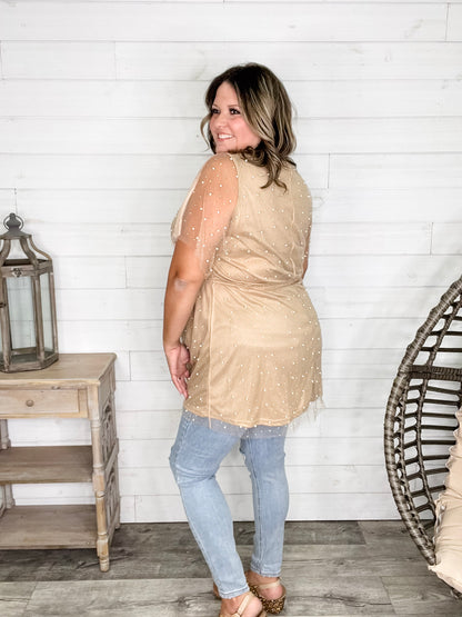 "Eras" Pearl Mesh Lined Tunic / Dress (Nude)