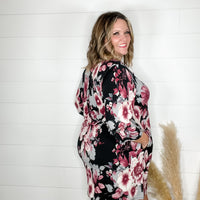 "Oh It's Different" Floral Lizzy 3/4 Sleeve Split Neck Tunic with Pockets