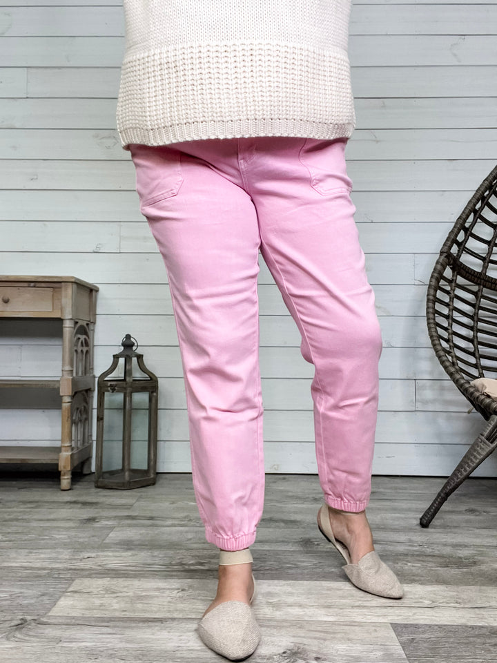 Judy Blue "Strawberry Shortcake" Light Pink Joggers