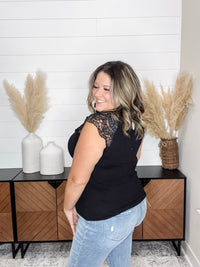 "Remember A Time" Sleeveless Top with Lace Yoke