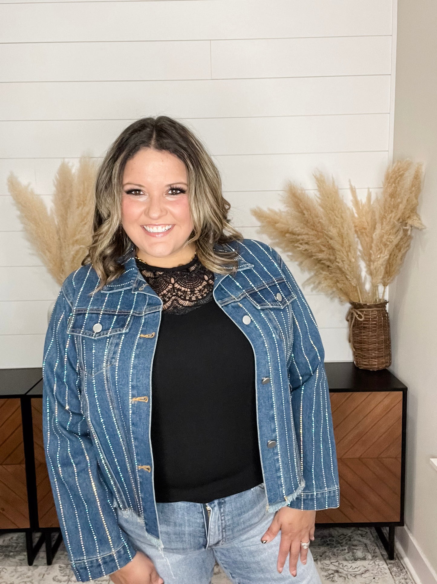 "Show Stopper" Denim Jacket with Sparkle Detail